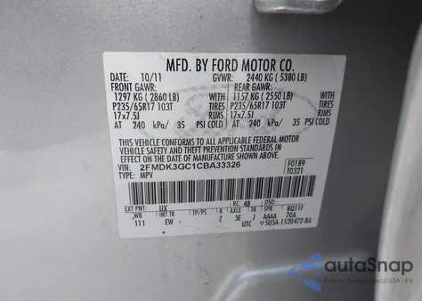 2012 Ford Edge Se из США, поврежденный, VIN 2FMDK3GC1CBA33326